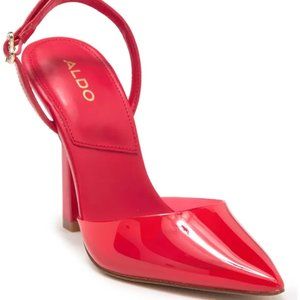 NIB!! ALDO Red Clear w/Crystal Accent Buckle Slingback High Heel Sz 9M